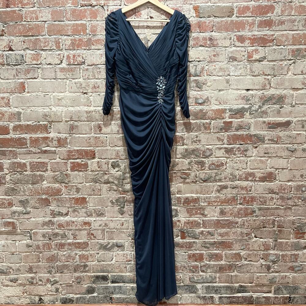 Adrianna Papell Ruched Chiffon Formal Maxi Dress‎ Size 4 - Picture 4 of 14